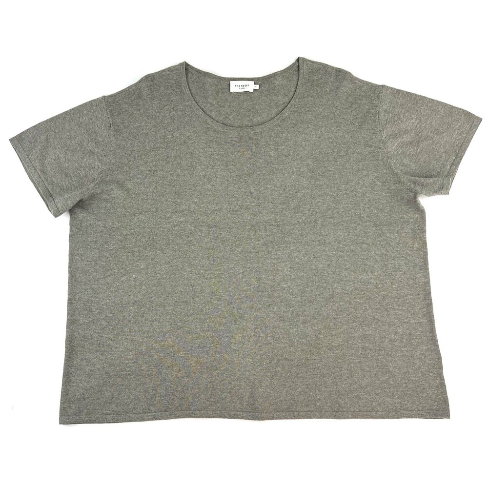 The Reset R Label Everyday Knit Tee Womens Boxy XL Gray SS Linen Blend